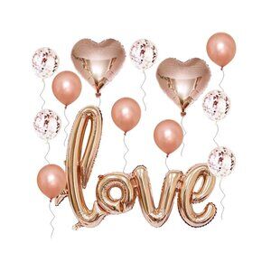 Valentine's day ballons decoration Pink color bundle 13 piece love slogan
